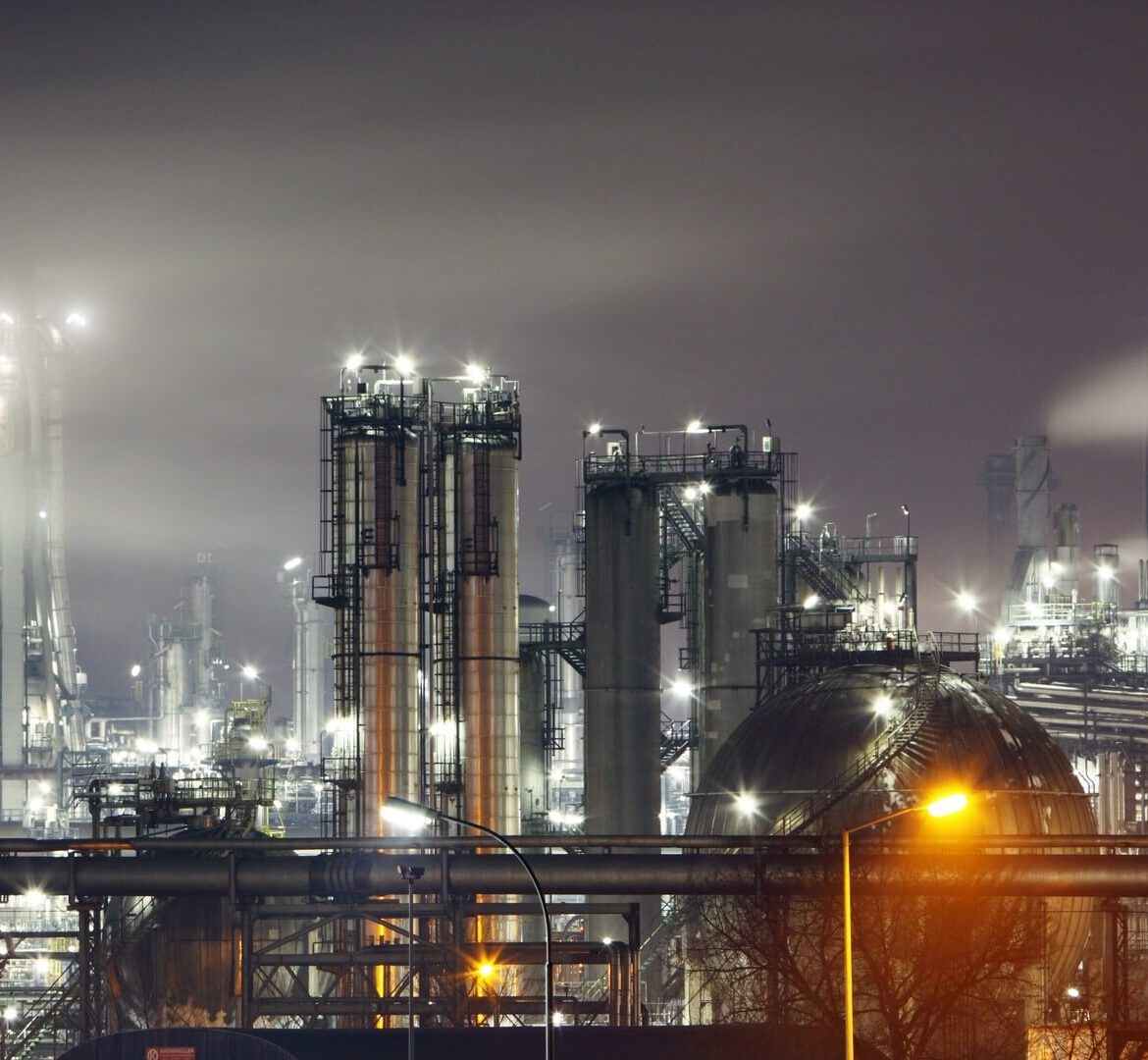 Petrochemical plant in night
